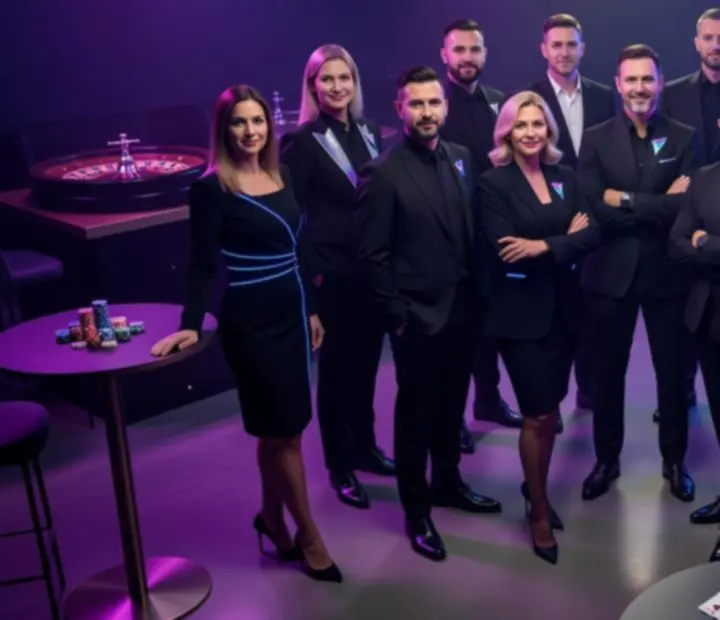 Dunqe Ravo rendezvényszervező csapat neonfényes budapesti helyszínen
