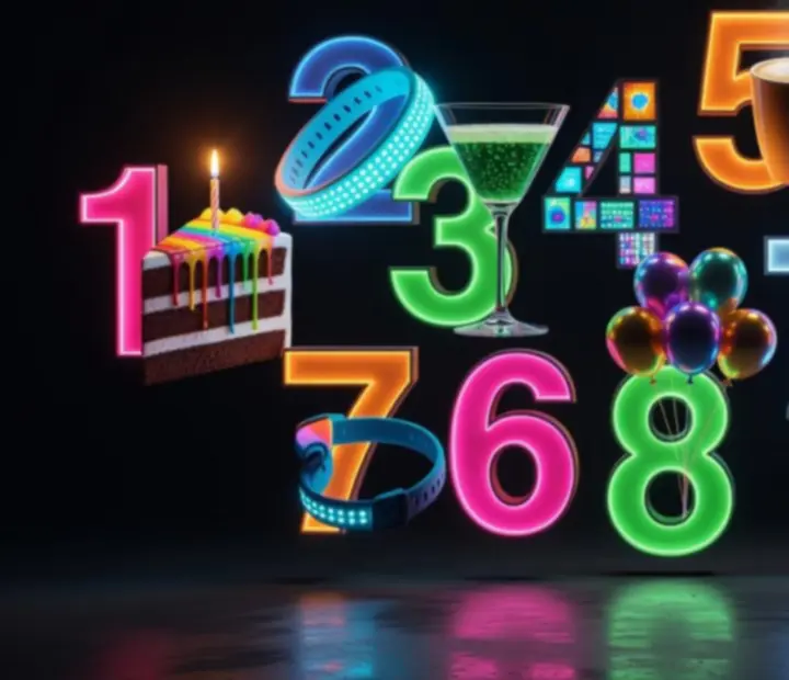 Magazin jellegű vizuál Top 10 születésnapi ötlettel neon noir stílusban